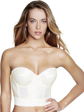 NWT Sz 44D Dominique Noemi Womens Backless Strapless Longline Bustier Bridal Bra